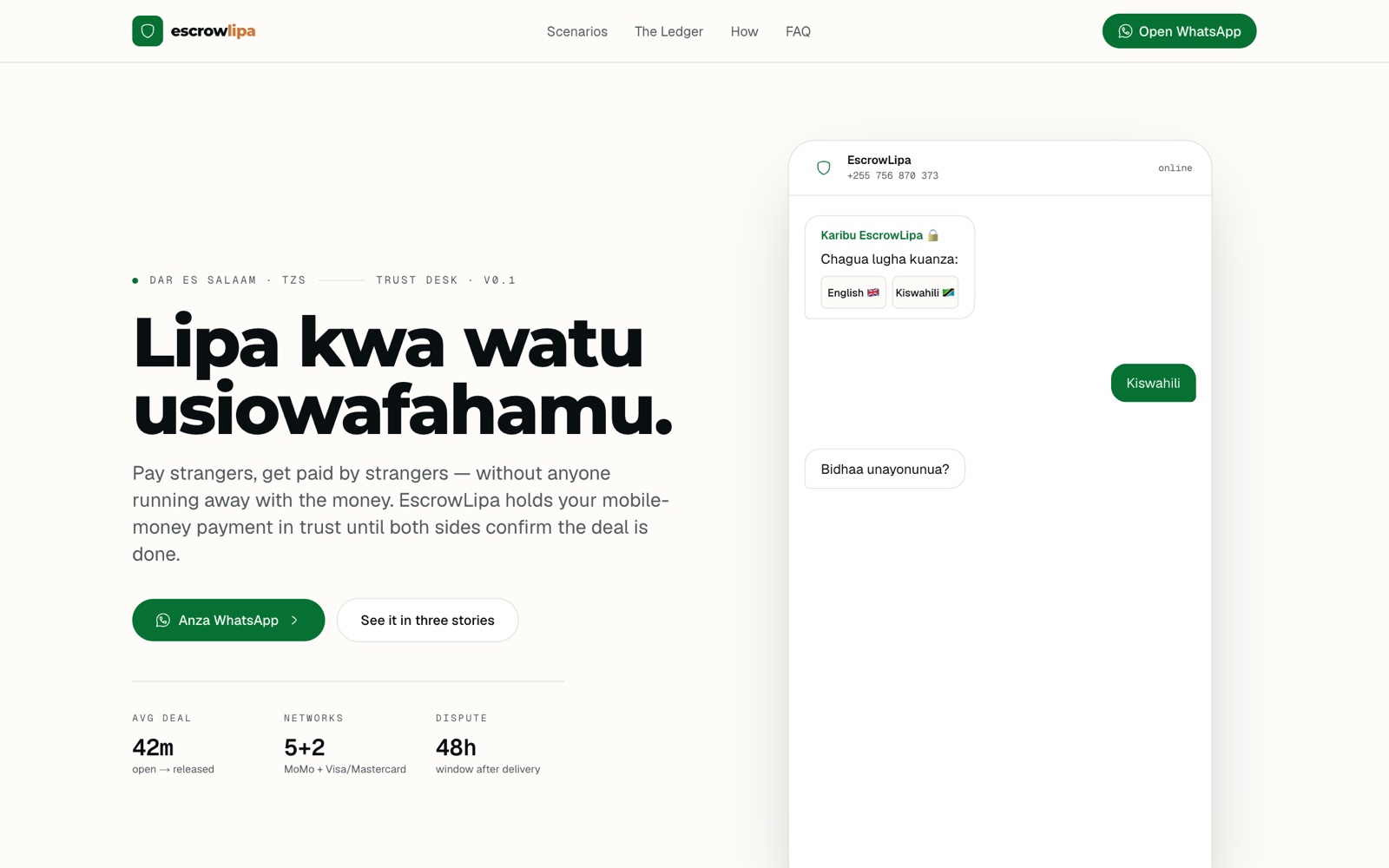 EscrowLipa website screenshot